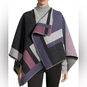 Prorsum Mega Check Cape in Purple/Pink EUC